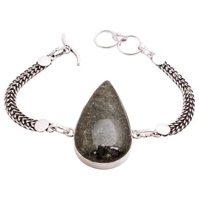 Rutile Quartz Gemstone Silver Plated Bracelet Handmade Jewelry 20 Gms BR-1178 - Image 1 of 3