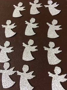 Christmas Angel Silver Glitter Cut Outs Crafts/Scrapbooking/Embellishments x 100 - Picture 1 of 2