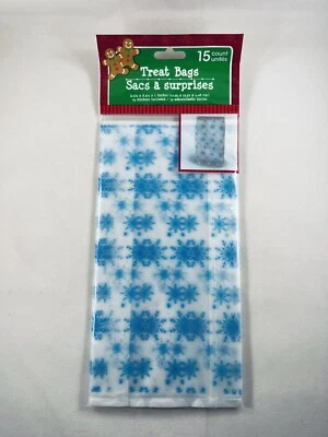 Bolsas de golosinas de copo de nieve de Navidad 15 unidades 4,25" x 8,5" x 2" con 15 pegatinas doradas Foto 1 de 4