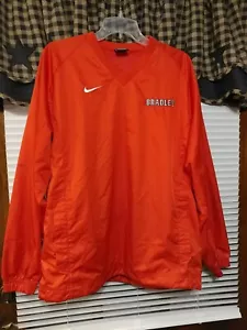 Nike Bradley University Men's Golf Pullover Windbreaker Jacket Sz S Red V Neck - Picture 1 of 9