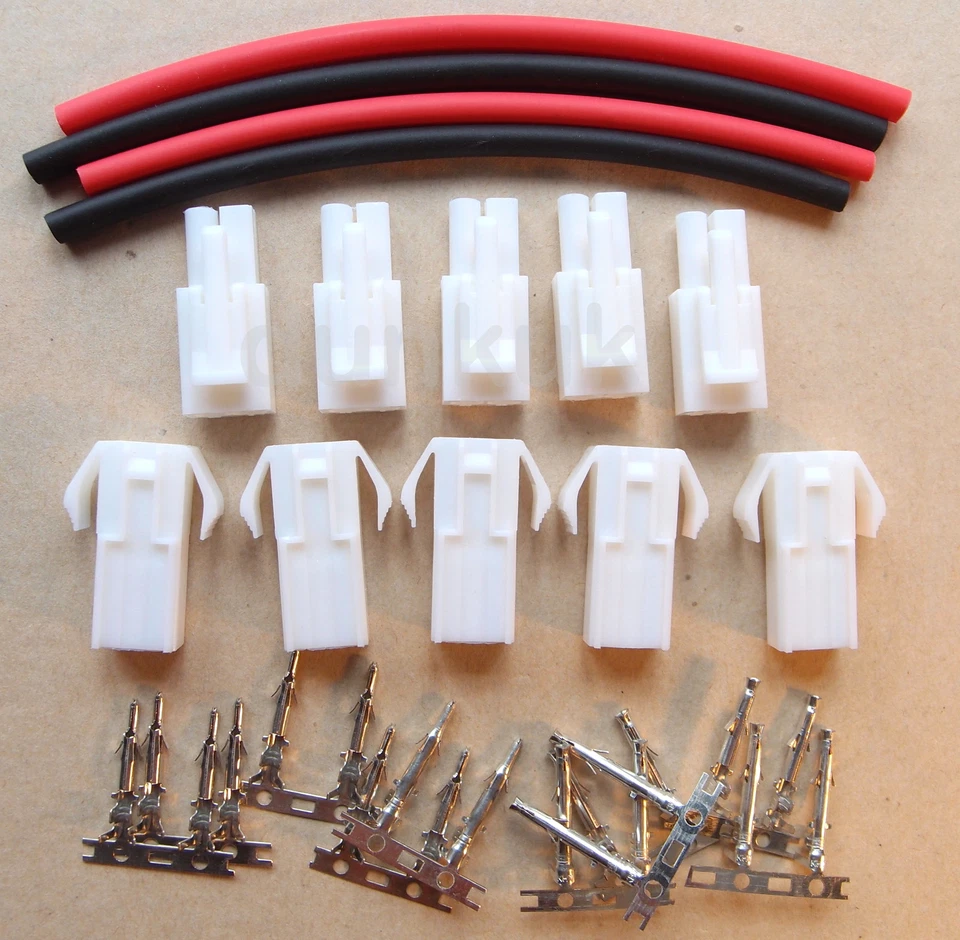 5x Pair Mini Tamiya Battery Connector + Heatshrink Car Airsoft Car Plane RC UK