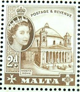 MALTA 1963 SG315 2d. MOSTA CHURCH - MULTIPLE ST EDWARD'S CROWN WATERMARK-  MNH - Picture 1 of 1