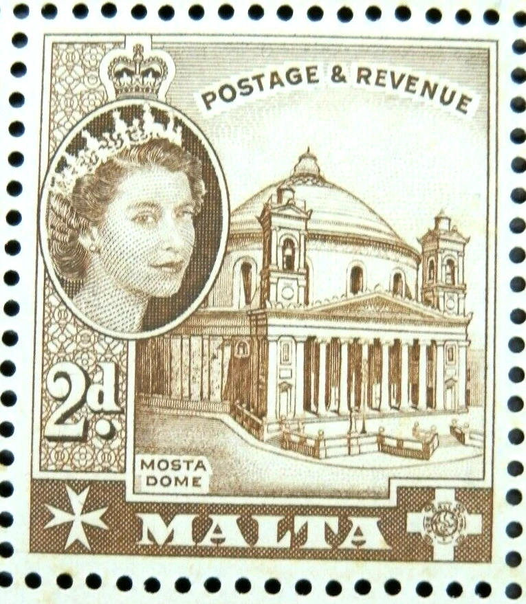 MALTA 1963 SG315 2d. MOSTA CHURCH - MULTIPLE ST EDWARD'S CROWN WATERMARK-  MNH - Image 1 of 1
