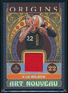 A'ja Wilson 2023 Panini Origins WNBA Art Nouveau Blue Memorabilia #AN-AJW 7/25