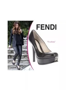 Fendi Fendista Platform LOGO FF Black Pump Shoes Seen on celebs Sz 36.5EUR 5.5US - Picture 1 of 12