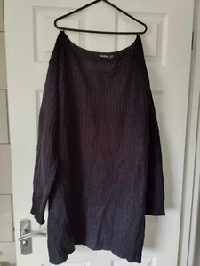 Bnwot Boohoo 24/26 (More Size 20) Black Long Length Black Knit Jumper Dress - Picture 1 of 3
