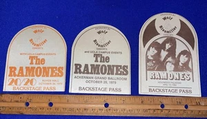 LOT-(3) vintage UNUSED Ramones CONCERT BACKSTAGE PASS Hollywood/UCLA 1979/1980 - Picture 1 of 2