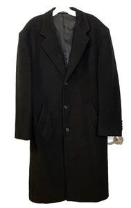 Chereskin Men’s Cashmere Blend Overcoat Sz 44 Classic Black - Picture 1 of 11