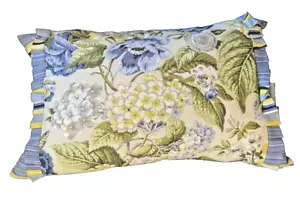 Waverly Floral Florish Blue Yellow French Country FarmHouse Bolster Throw Pillow - Picture 1 of 6