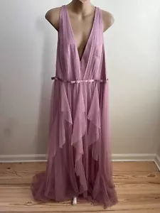White by Vera Wang Dress, Sleeveless, VNeck, Long, Tulle, Pink, Size 18 - Picture 1 of 4