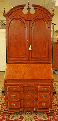 Beautiful Italian Burled Walnut Secretary Desk Cabinet With Fitted Interior Mint Cover