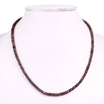 925 Sterling Silver Natural Smoky Quartz Beads Necklace 18"  b-67 - Imagem 1 de 3