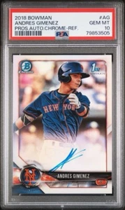 2018 Bowman Chrome Refractor #AG Andres Gimenez 1st Auto RC PSA 10 Rookie /499 - Bild 1 von 2