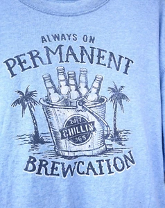 ALWAYS ON PERMANENT BREWCATION BEER VACATION TEE T SHIRT NEWPORT BLUE LARGE L - Picture 1 of 8