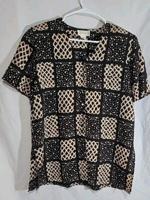 Blusa Camisa Vintage Años 80 CHRISTIE & JILL Geométrica Almohadillas para el Hombro Talla LG  Foto 1 de 4