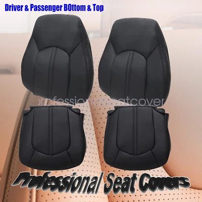 For Cadillac CTS 2008 2009-2013 Front Side Replacement Seat Cover BLACK Leather - Image 1 of 4