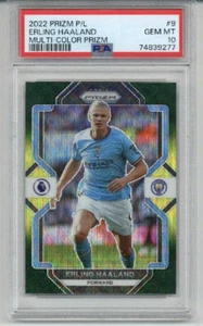 2022-23 PANINI PRIZM P/L MULTI COLOR PRIZM #9 ERLING HAALAND MAN CITY PSA 10 - Picture 1 of 2