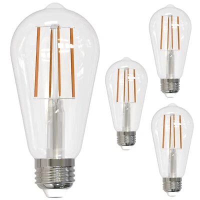 4Pack LED ST18 Vintage Filament Light Bulb, E26, 13W(100W), Clear, 3000K, 1400LM - Image 1 of 4