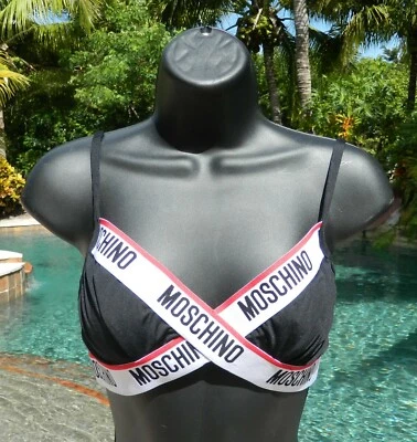 Auténtico Bralette Moschino Negro Logo Banda Cruzada M Edición Limitada-USADO EN EXCELENTE ESTADO Foto 1 de 4