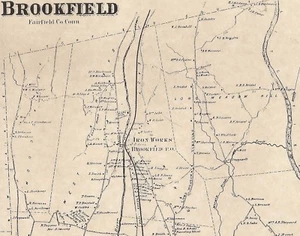 Brookfield Still River Housatonic River CT 1867  Map with Homeowners Names Shown - Picture 1 of 3