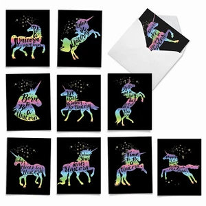 10 Blank All Occasion Cards Pack - Horns And Unicorns - Picture 1 of 6