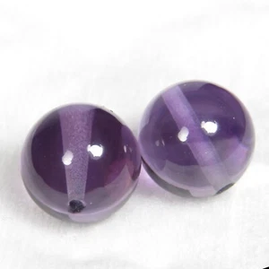 12.95Cts Natural Purple Amethyst 9.8mm Ball Matching Pair Gemstones With Hole - Picture 1 of 4