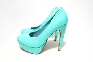 Size 6 Womens Unique Turquoise Color Platform Heel - Picture 1 of 6