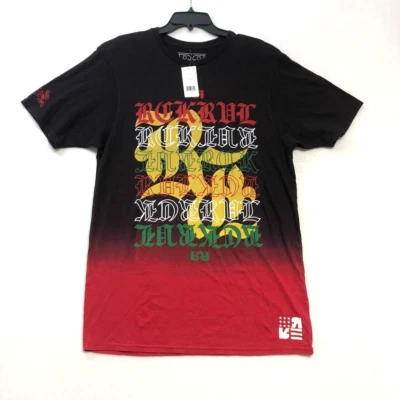 ROCK REVIVAL T-Shirt Sz L Men RR Logo Denim Jeans Black/Red Gradient NWT $64 - Image 1 of 4