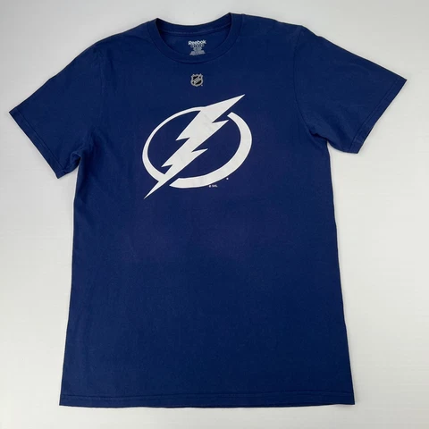 Reebok Shirt Mens Medium Tampa Bay Lightning Bolts Stamkos 91 Navy Short Sleeve+ Cover
