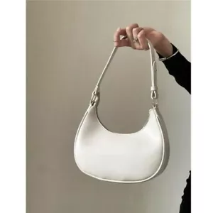 Damen Beige Leder Minimalistische Tasche Boho Hobo Handtasche Geldbeutel - Bild 1 von 6