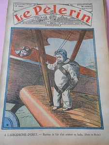 A l'Aerodrome d'Orly Baptême d'un aviateur en herbe enfants dessin Print 1932 - Picture 1 of 1