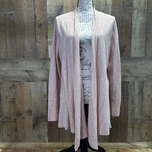 Eileen Fisher 100% Linen Light Pink Waterfall Open Cardigan Sweater Size L - Picture 1 of 8
