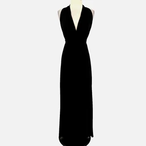 K Too Halter High Slit Jersey Maxi Gown Black Size Small NWT - Picture 1 of 12