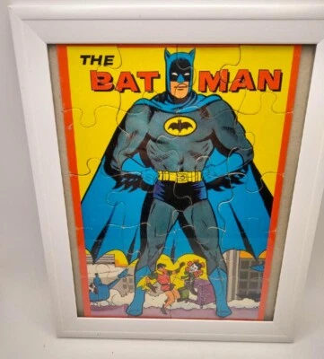 Vintage 1966 Batman Jigsaw Puzzle Framed Original DC Comics - Image 1 of 3