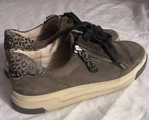 Paul Green Leather Nuevo Sneakers Olive Green Size 5.5 - Picture 1 of 13
