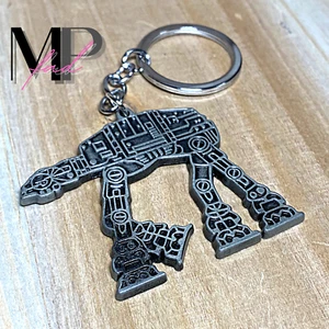 Star Wars Keychain Keyring Key Fob Accessory Metal Home Car Lanyard Silver AT-AT - Picture 1 of 8