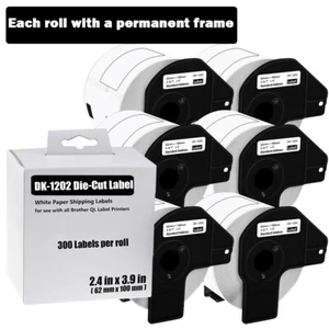 DK-1202 For Brother QL-700/1050 Permanent Frame 300 Labels P/Roll 2.4in x 3.9in - Picture 1 of 11