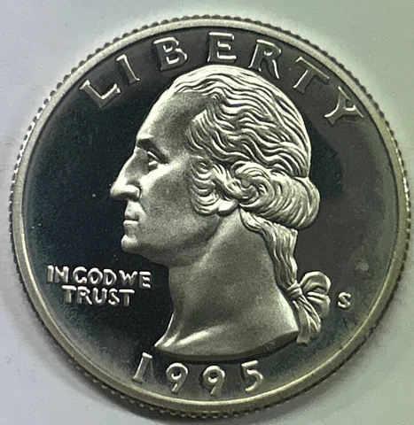 1995 S Proof Silver Washington Quarter From Proof Set With Free Shipping Cover