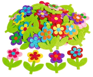 Piezas de fieltro dispersión flor 50 piezas 5x6,5 cm con mango manualidades decoración DIY primavera - Imagen 1 de 1