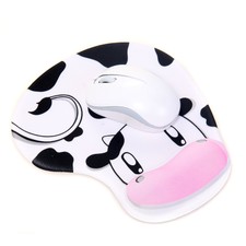 Anti-Slip Cow-patterned Mouse Mat with Gel Wrist Support for PC Macbook Laptop