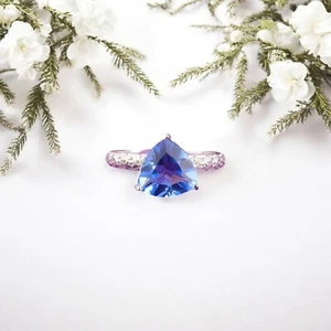 925 Sterling Silver Tanzanite Gemstone Ethnic Jewelry Ring For Wedding Gift - Picture 1 of 8