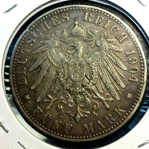 ๐ฅ 1904-A ๐ฅ PRUSSIA German States Large Silver 3 Mark KM# 523๐ฅXF+ - Picture 1 of 2
