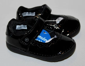NIB Stride Rite Baby Girls Black Patent Ginny Mary Jane Shoes sz 3 Medium Width - Picture 1 of 15