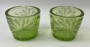 Paar Votivkerzenhalter limettengrün mattiert Narzissen Design - Bild 1 von 7