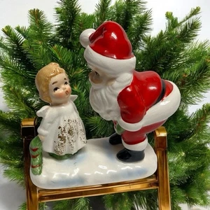 Vintage LEFTON JAPAN “SANTA & ANGEL GIRL” PORCELAIN FIGURINE (7801)-Christmas - Picture 1 of 9