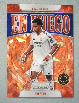 Rodrygo 2025 Panini Prizm FIFA Club World Cup En Fuego Blue Ice Prizm 76/99 #24 - Image 1 of 2
