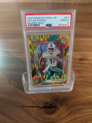 2022 Panini National VIP Jaylen Waddle Rookies Gold PSA 10 - Image 1 of 2