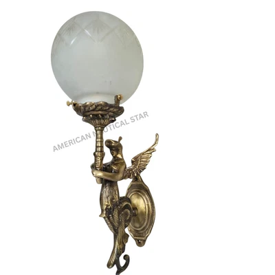 ANTIQUE VINTAGE ART DECO NOUVEAU BRASS MERMAID WALL SCONCES LAMP FIXTURE LIGHT - Image 1 of 4