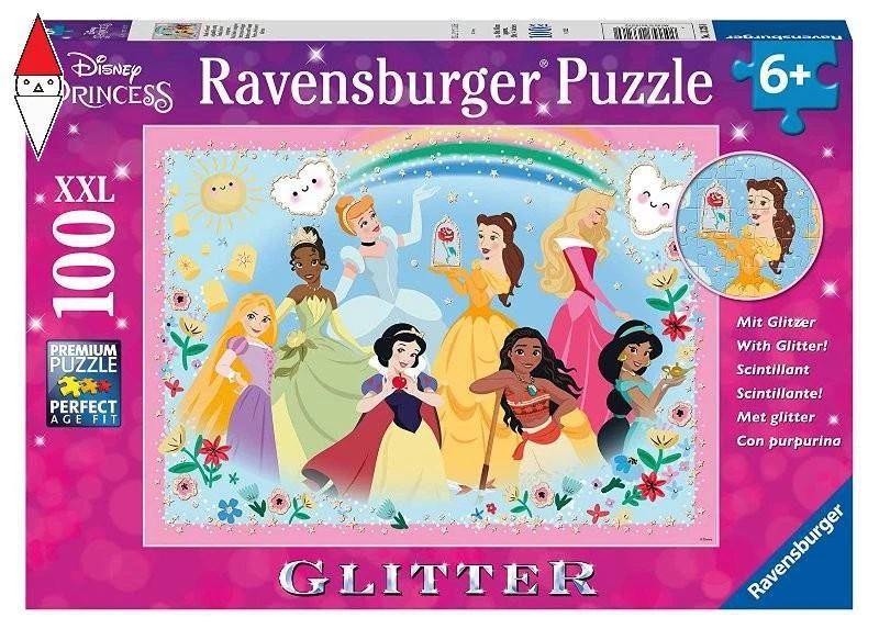 PUZZLE RAVENSBURGER PUZZLE 100 PZ DISNEY PRINCESS - GLITTER - Immagine 1 di 1