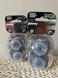 Joovy Airnoogie Newborn Orthodontic 0m+ Silicone Small Pacifier Gray Set Of 2 - Picture 1 of 5